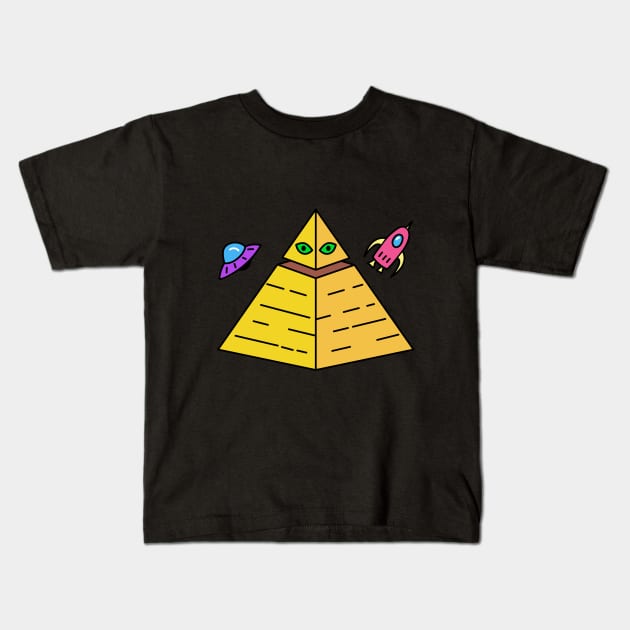 Pyramid Ufo Kids T-Shirt by Mooxy